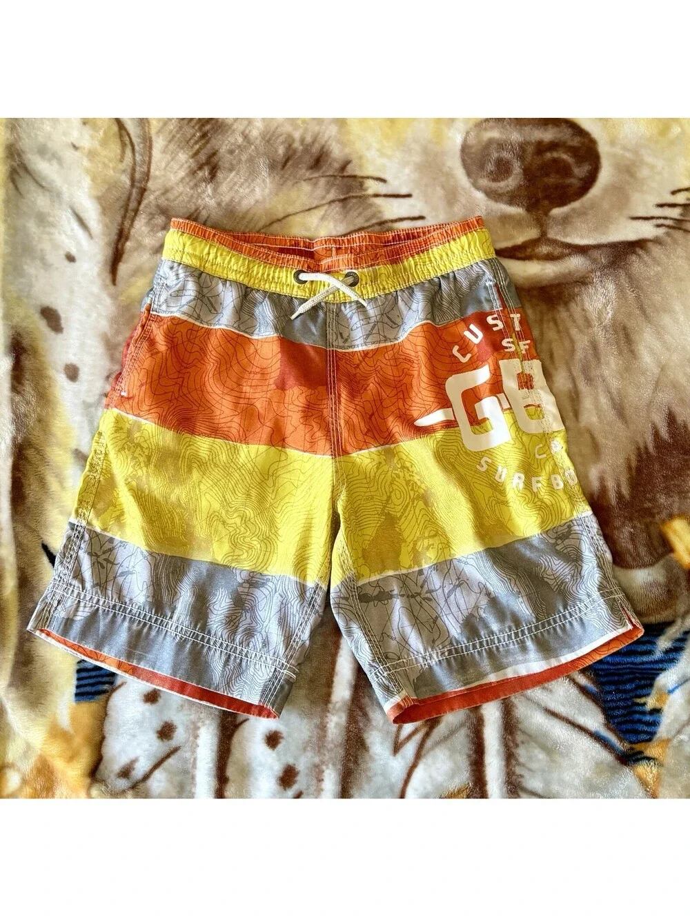 GapKids Boys Swim Trunks Board Shorts Topographic Multi-Color Size S (6-7)